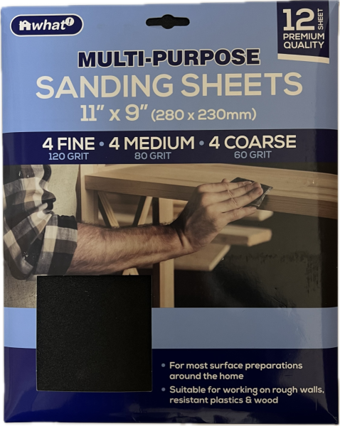 11" x 9" Premium Multipurpose Sanding Sheets 12 pack