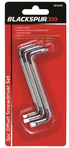 Blackspur Offset Screwdriver Set 3 pack