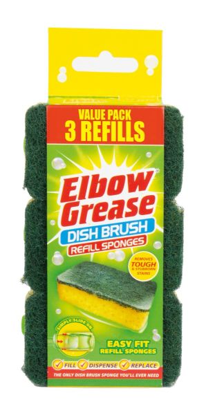 Elbow Grease Dish Brush Refill Sponges 3 pack