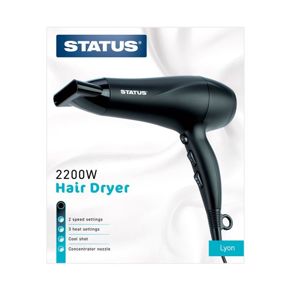 Lyon Black Hairdryer 2 Speed 1800/2200w