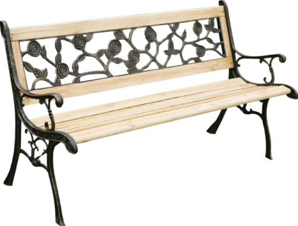 Redwood Wooden Garden Bench With Rose Effect Back