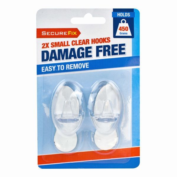 Secure Fix Small Clear Hooks 2 pack