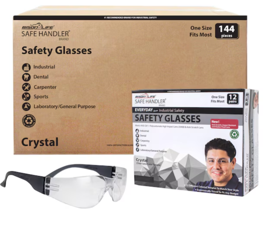 Bison Life Safe Handler Clear Safety Glasses Black Temple