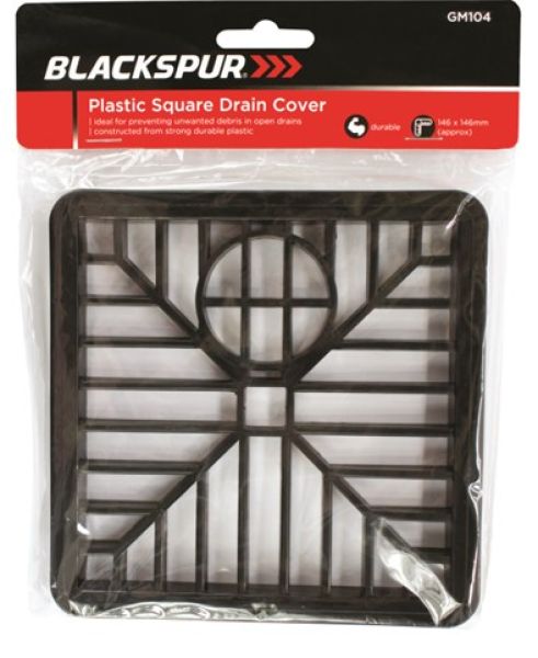 Blackspur Black Plastic Square Drain Cover 146mm x 146mm