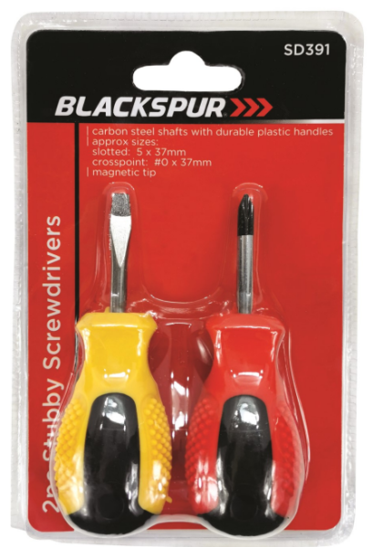 Blackspur Stubby Screwdrivers 2 pack