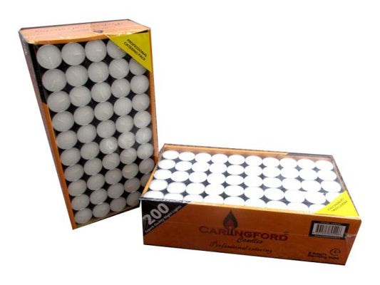 Carlingford Tea Light Candles 200 pack (8 hour burning time)