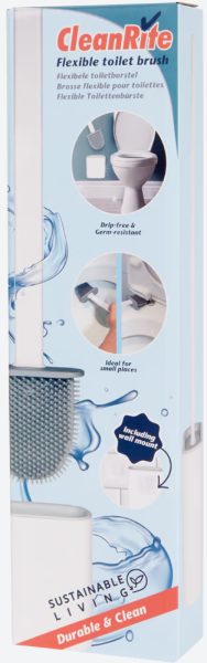 CleanRite Flexible Toilet Brush With Wall Mount
