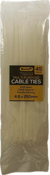 Clear Multipurpose Cable Ties 4.6x250mm 45 pack