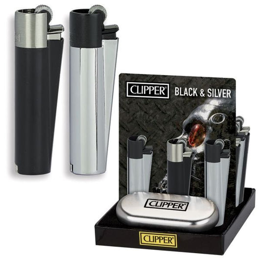 Clipper Black & Silver Metal Display 12 pack