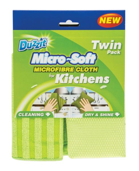 Duzzit Micro-Soft Microfibre Cloth For Kitchens Twin Pack