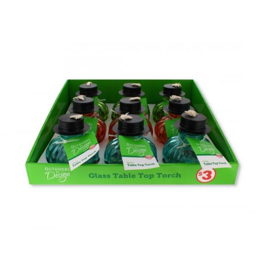 Glass Table Top Oil Lamp/Torch Wick & Cap