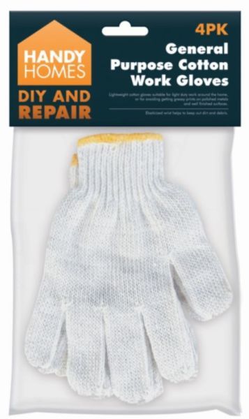 Handy Homes General Purpose Cotton Work Gloves 4 pack