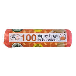TidyZ Nappy Bags with Tie Handles 100 pack
