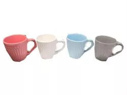 Ceramic Beveled Mug 310ml - 4 Assorted Colours