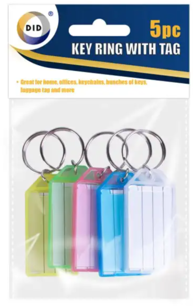 Key Ring With Tag 5 pack