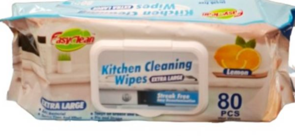 Lemon Extra Large Kitchen Cleaning Wipes 80 pack