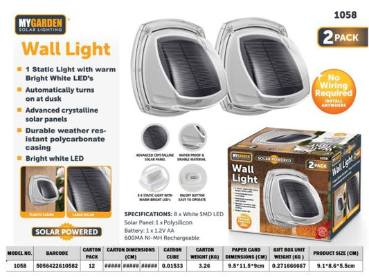 My Garden Solar Powered Wall Light 2 pack
