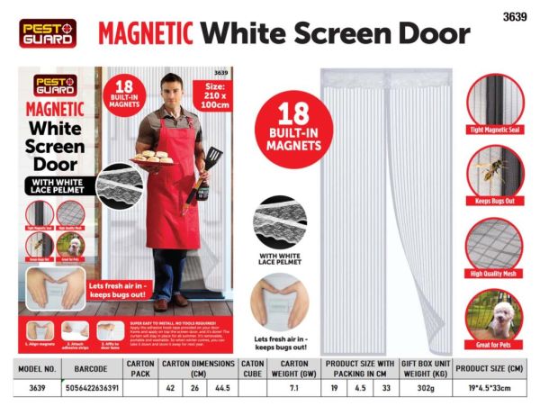 Pest Guard Magnetic White Screen Door