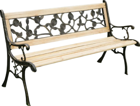 Redwood Wooden Garden Bench With Rose Effect Back
