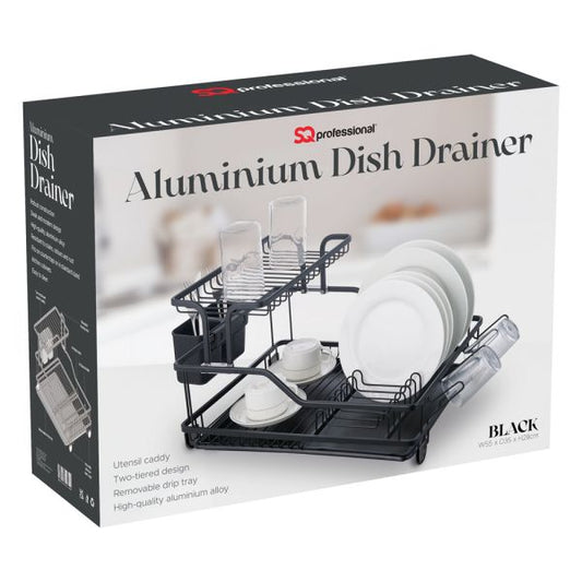 SQ Professional Aluminium Dish Drainer Black & White