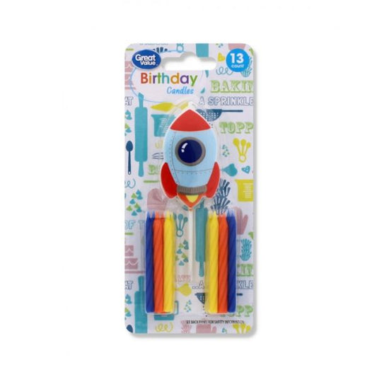 Space Themed Multicoloured Birthday Candles 13 pack
