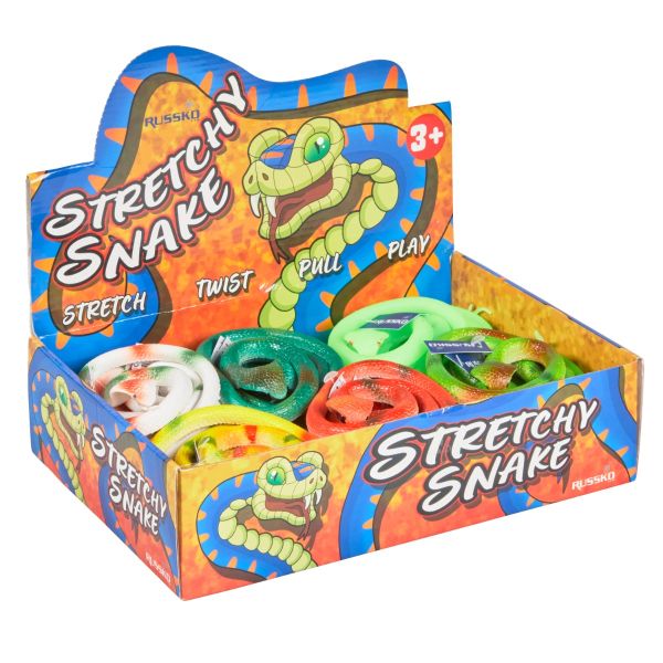 Full Case x12 Russko Stretchy Snake - Assorted Colours